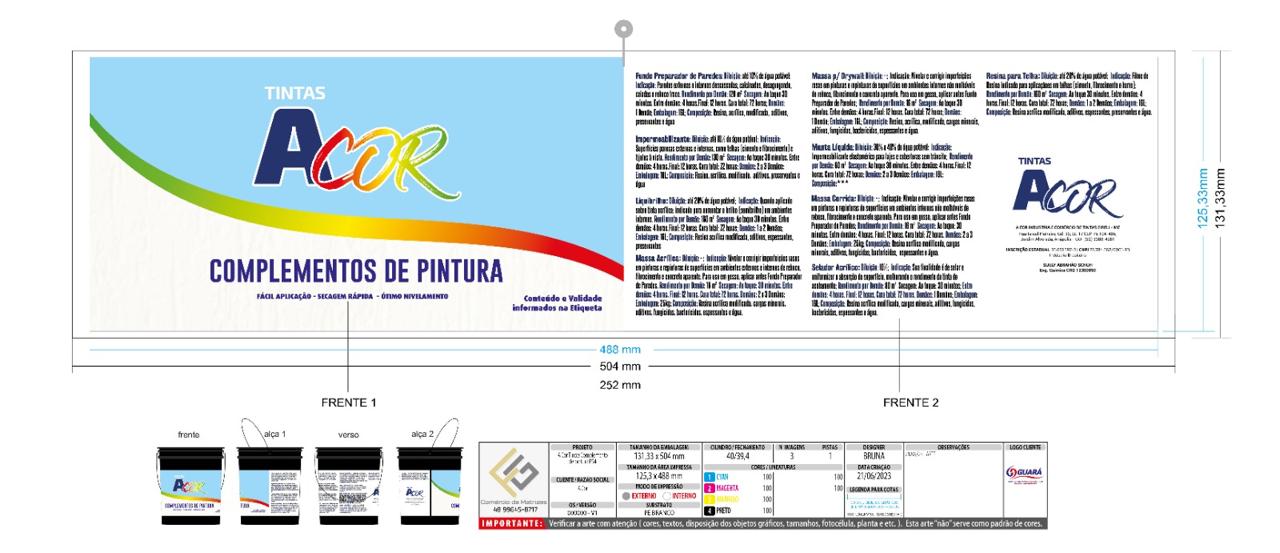 Embalagem da familia de complementos A Cor Tintas para Massa Corrida